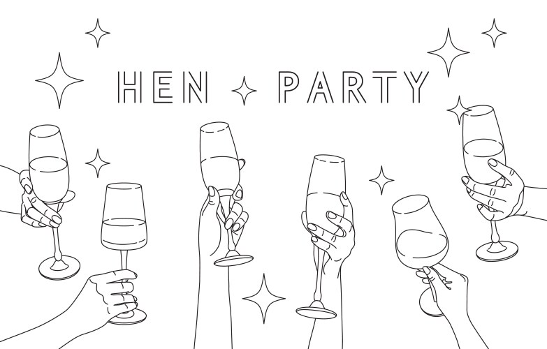 Women hands with wine glasses hen-party Vector Image