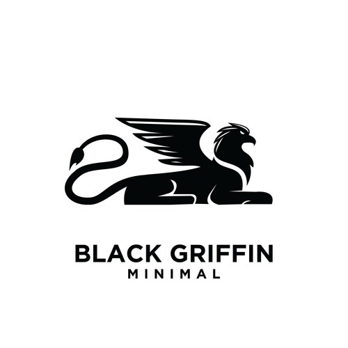 Premium black minimal griffin mythical creature Vector Image