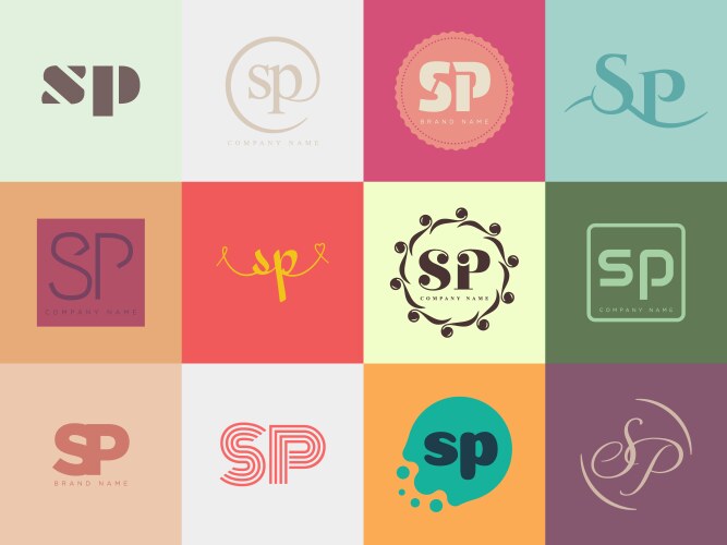 Sp logo company template letter s and p logotype vector image