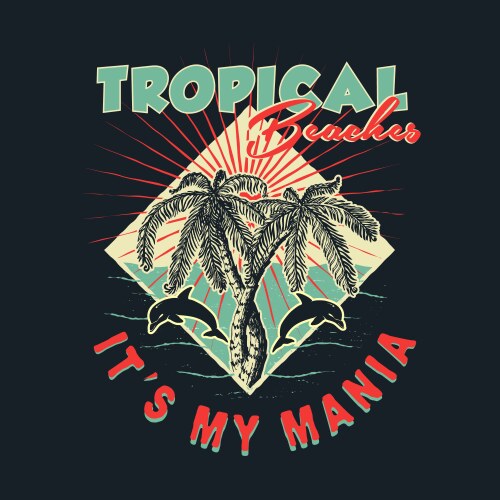 Tropical Palms Retro Beach Vector Image