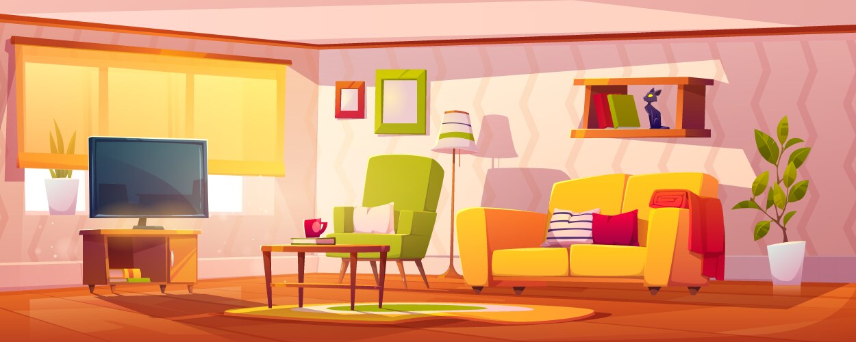 spring interior living room vector