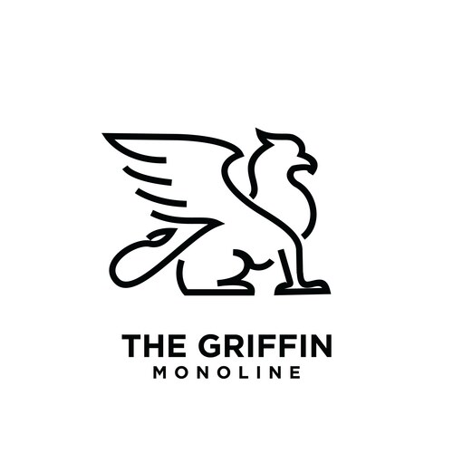 Premium black minimal griffin mythical creature Vector Image
