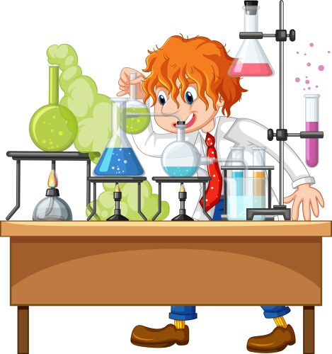 scientist doing science experiment in the lab vector image