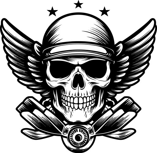 Skull with Wings Emblem Vector Image