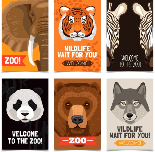 Zoo animals set Royalty Free Vector Image - VectorStock