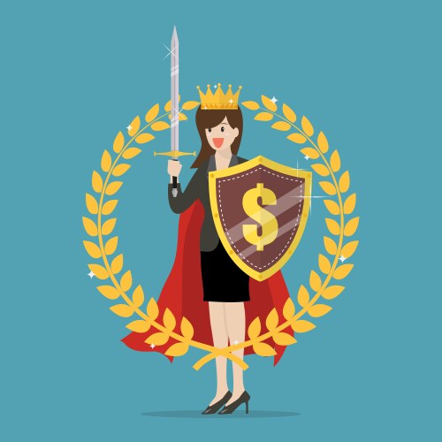 woman with shield sword and golden wreath vector image