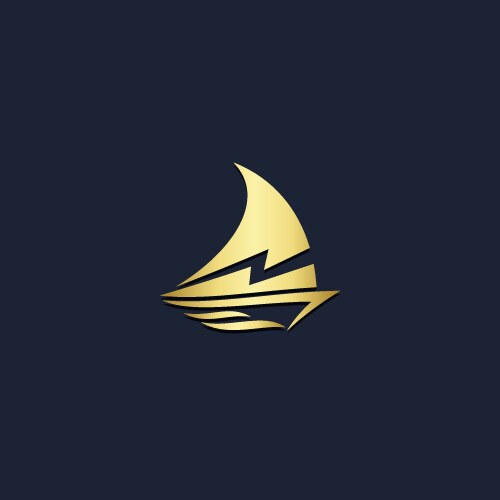 Sailing boat yacht gold logo vector image