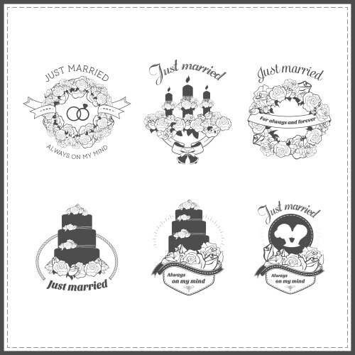 Vintage Wedding Elements Set Vector Image