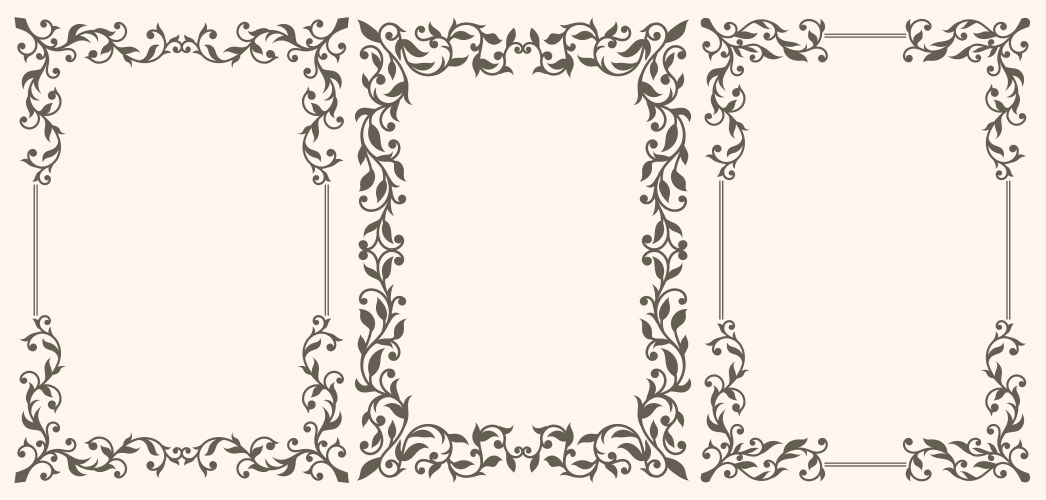 Elegant Vintage Frames with Floral Motifs vector image