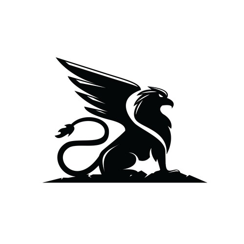 Premium black minimal griffin mythical creature Vector Image
