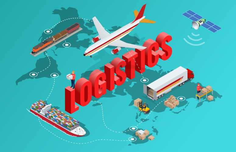 Global logistics isometric flowchart Royalty Free Vector