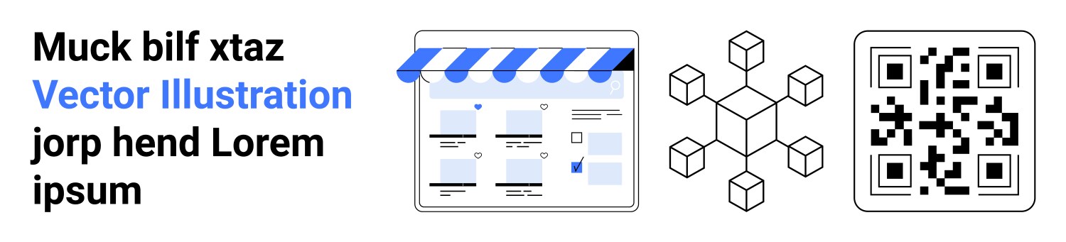 Qr code website storefront and blockchain vector image