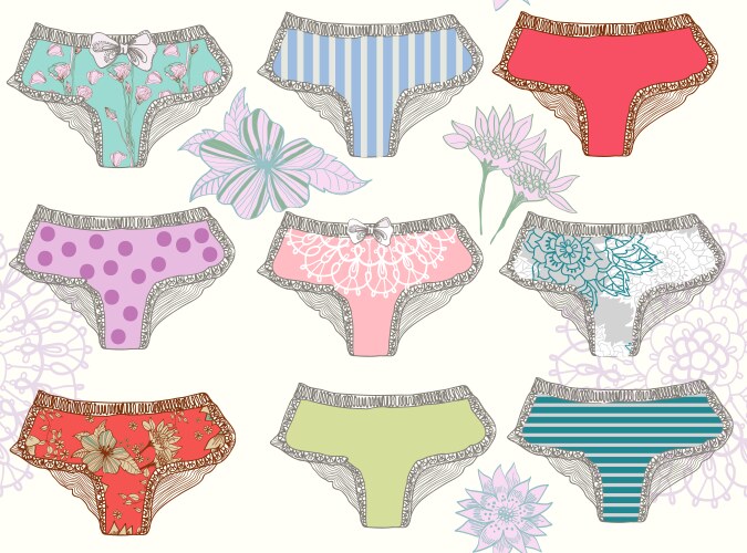 Cute women panties seamless pattern underwear Vector Image