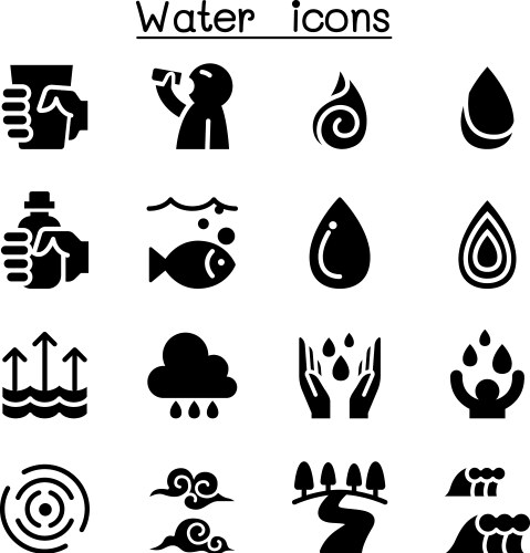Water icon set Royalty Free Vector Image - VectorStock