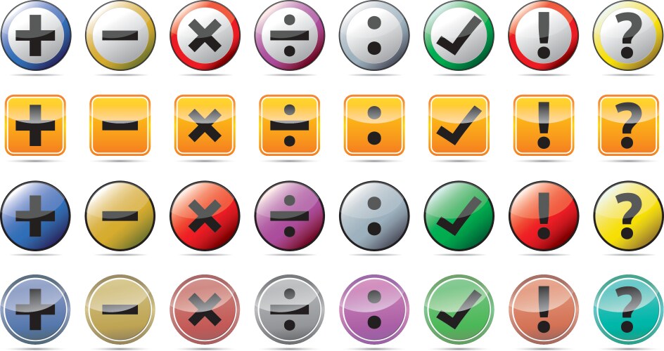 Mathematics symbols icon stickers vector image