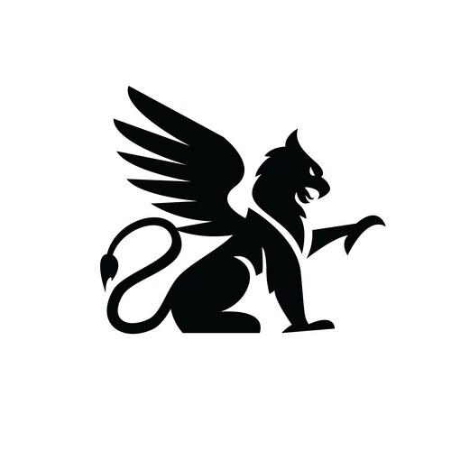 Premium black minimal griffin mythical creature Vector Image