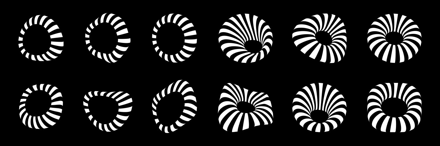 white 3d circular striped frames set vector