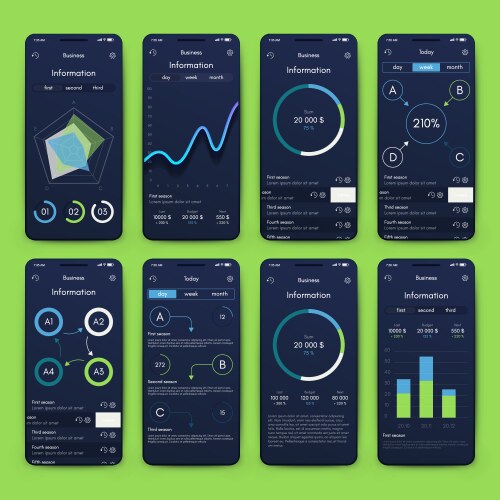 different ui ux gui screens and flat web icons vector image