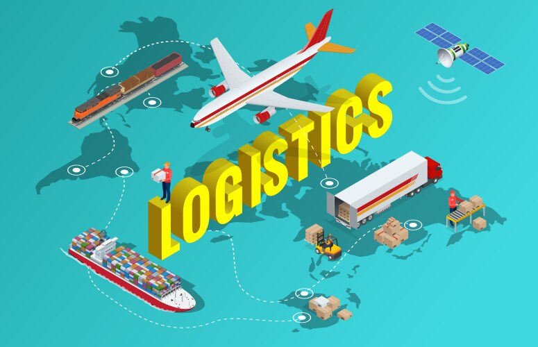 Logistics flat global transportation concept Vector Image