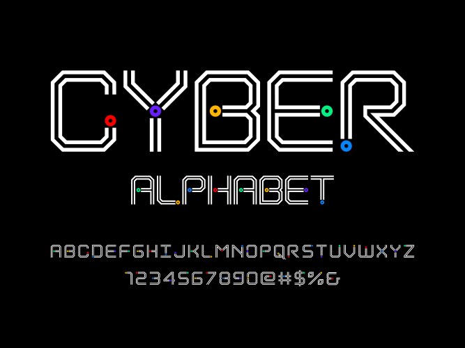 Cyber font vector image