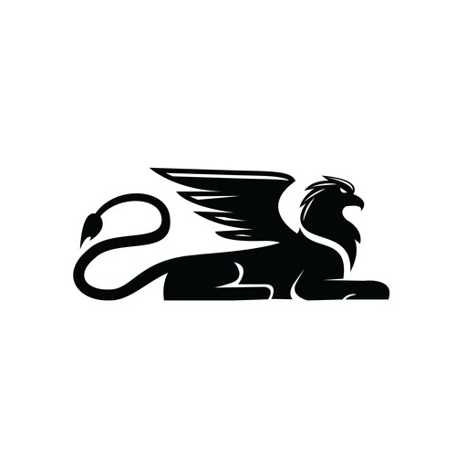 Premium black minimal griffin mythical creature Vector Image