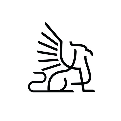 Premium black minimal griffin mythical creature Vector Image