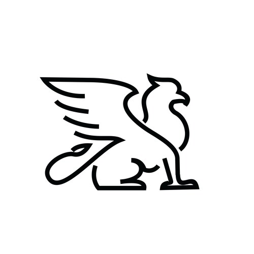 Premium black minimal griffin mythical creature Vector Image