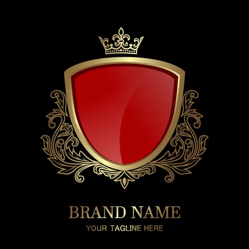 Royal Shield with Crown Emblem Vector Image