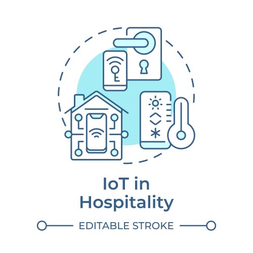 Iot in hospitality soft blue concept icon vector image