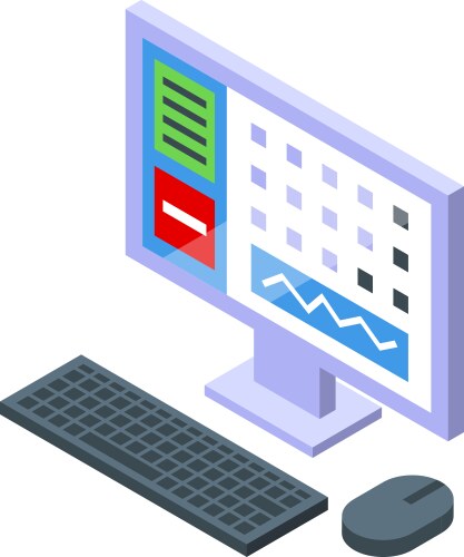 Computer showing statistics chart with keyboard vector image