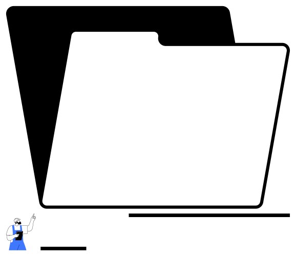 Oversized file folder with tiny figure pointing vector image