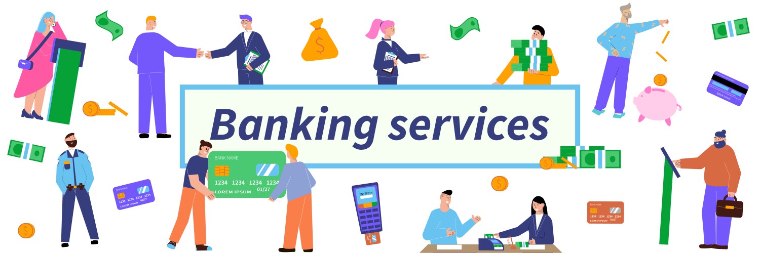 Bank flat set Royalty Free Vector Image - VectorStock