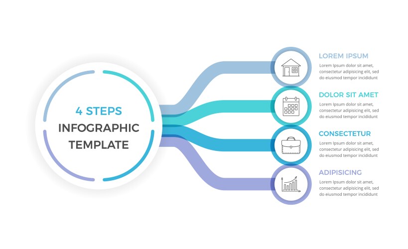 Light bulb infographic idea chart with 4 steps Vector Image