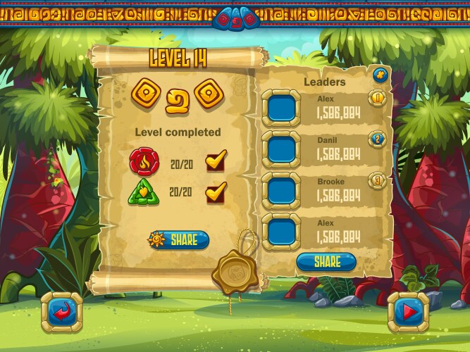 Example of the game screen performance level vektorbild