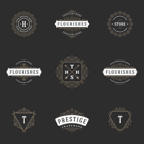 Royal Crest & Flourish Templates Vector Image