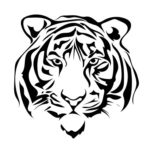 Tiger Head Logo Black White Vector Image