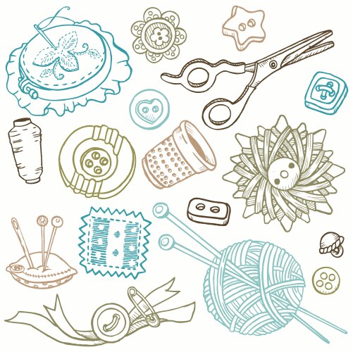 Hand drawn sewing elements background Royalty Free Vector