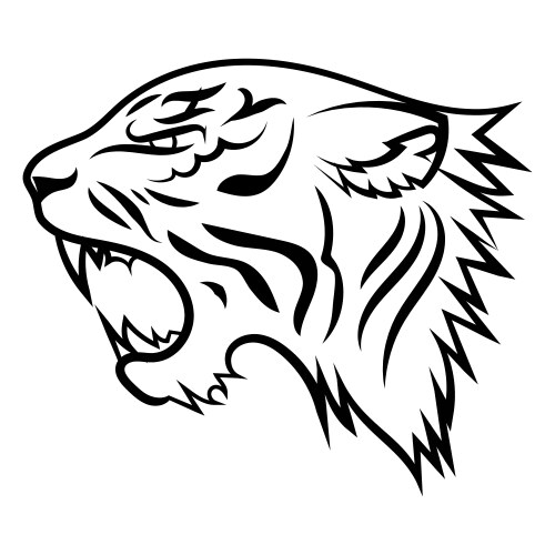 Tiger Head Logo - Black & White Vector Image