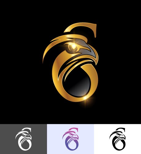 Golden eagle monogram initial letter p Royalty Free Vector