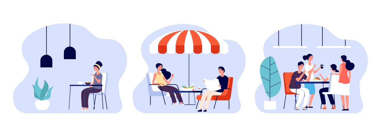 Family lunch happy people eating together Vector Image