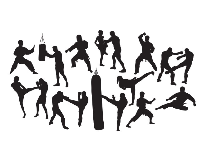 Boxing silhouettes Royalty Free Vector Image - VectorStock