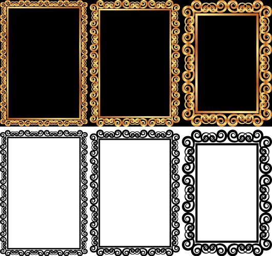 Decorative frames set of curved graphic ornament Vector Image