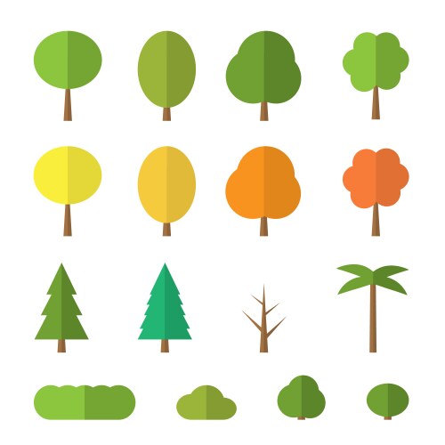 Set color trees line style Royalty Free Vector Image