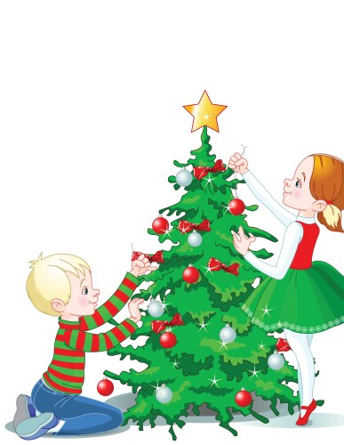 Cartoon children gardening and planting tree flat Vector Image