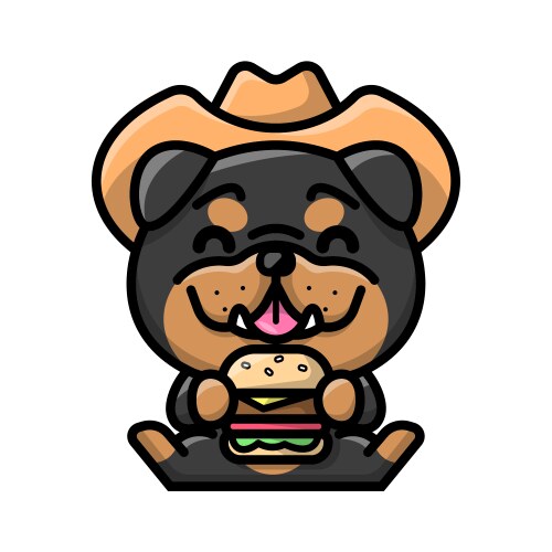 A cute bulldog is holding burger cartoon vector image