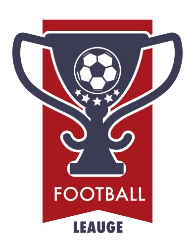 Football league logo with victory cup and soccer Vector Image