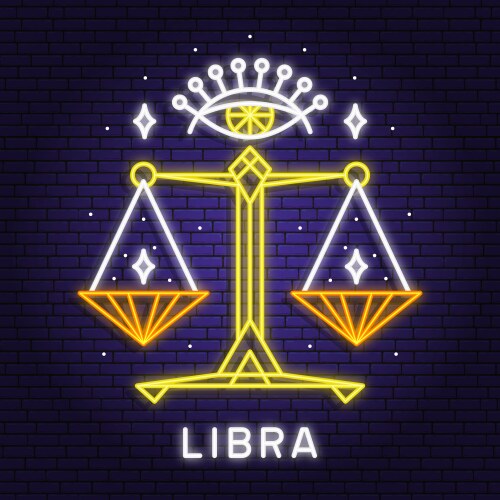 Zodiac astrology horoscope neon sign libra linear Vector Image