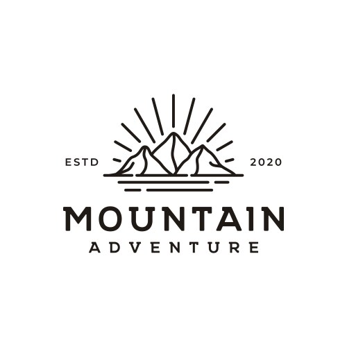 Mountain Line Art Adventure Vector Image