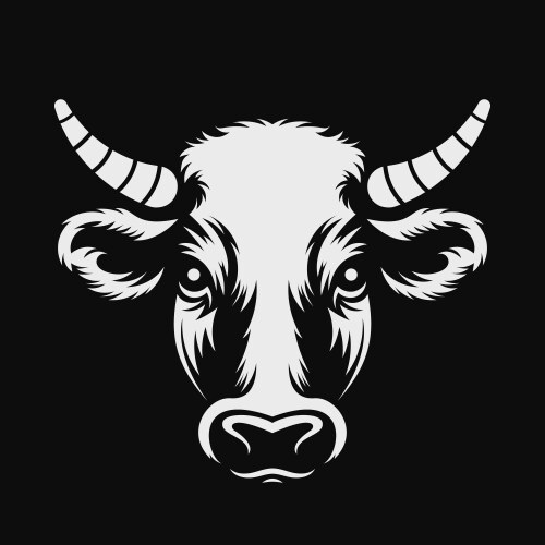 Cow head logo black and white emblem Vector Image