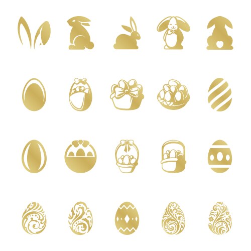 Easter retro typographic objects set vector image